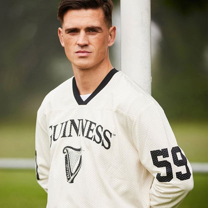 Guinness Harp Long Sleeve Jersey White and Black Unisex Top