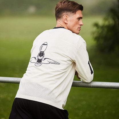 Guinness Harp Long Sleeve Jersey White and Black Unisex Top
