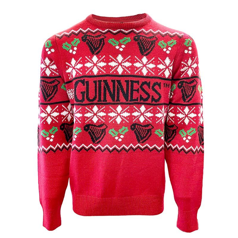 Guinness Men's Christmas Jumper Jersey Red