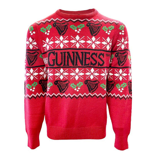 Guinness Men's Christmas Jumper Jersey Red