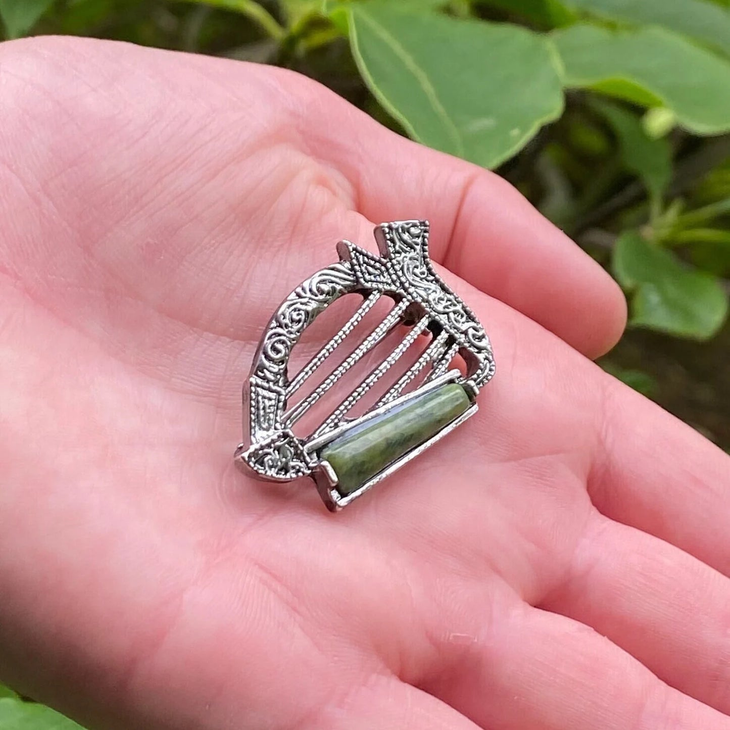 Connemara Marble Harp Brooch by Solvar
