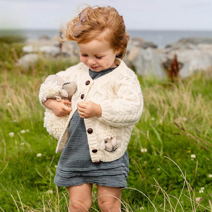 Shepley Baby Aran Wool Cardigan Cream