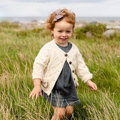 Shepley Baby Aran Wool Cardigan Cream