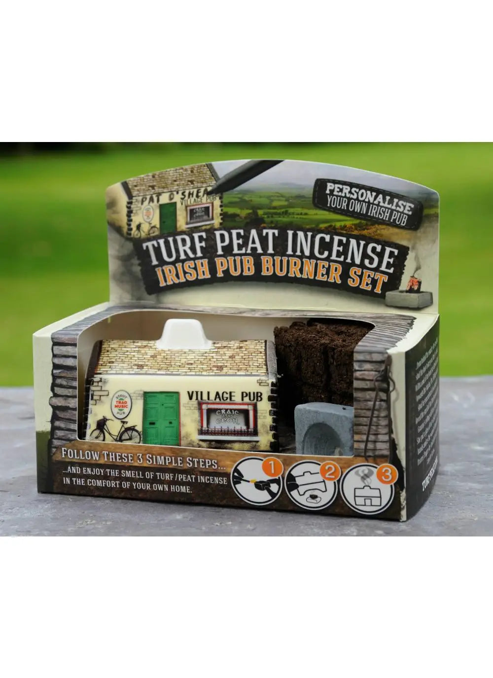 Irish Turf Peat Incense Fine Porcelain Irish Pub Burner Set