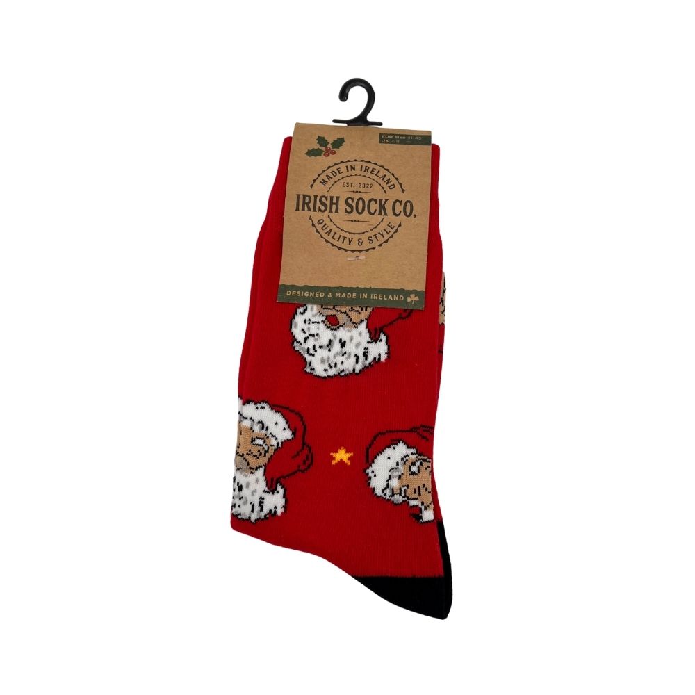 Irish Sock Co Santa Christmas Socks Red