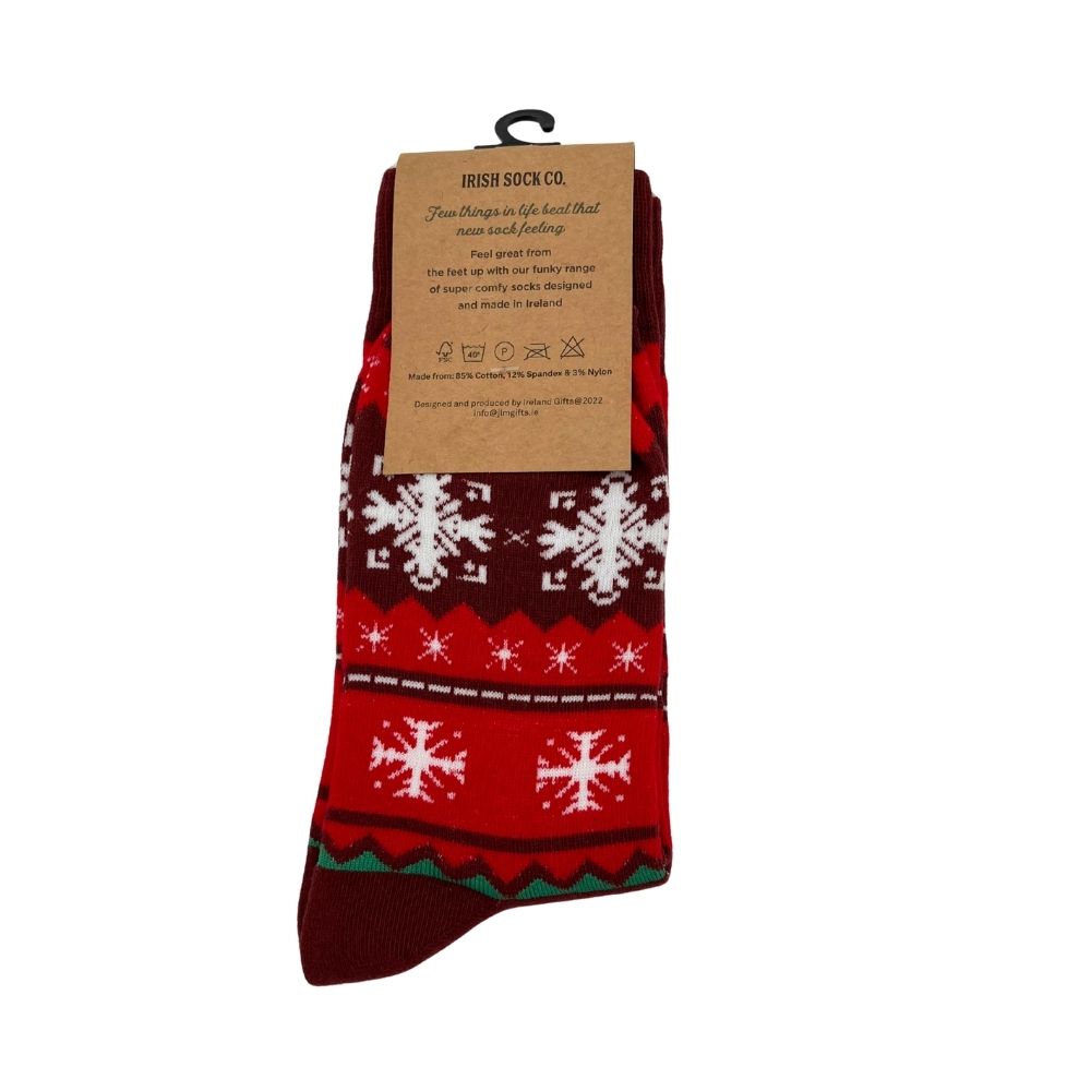 Irish Sock Co Reindeer Christmas Socks Red and Black