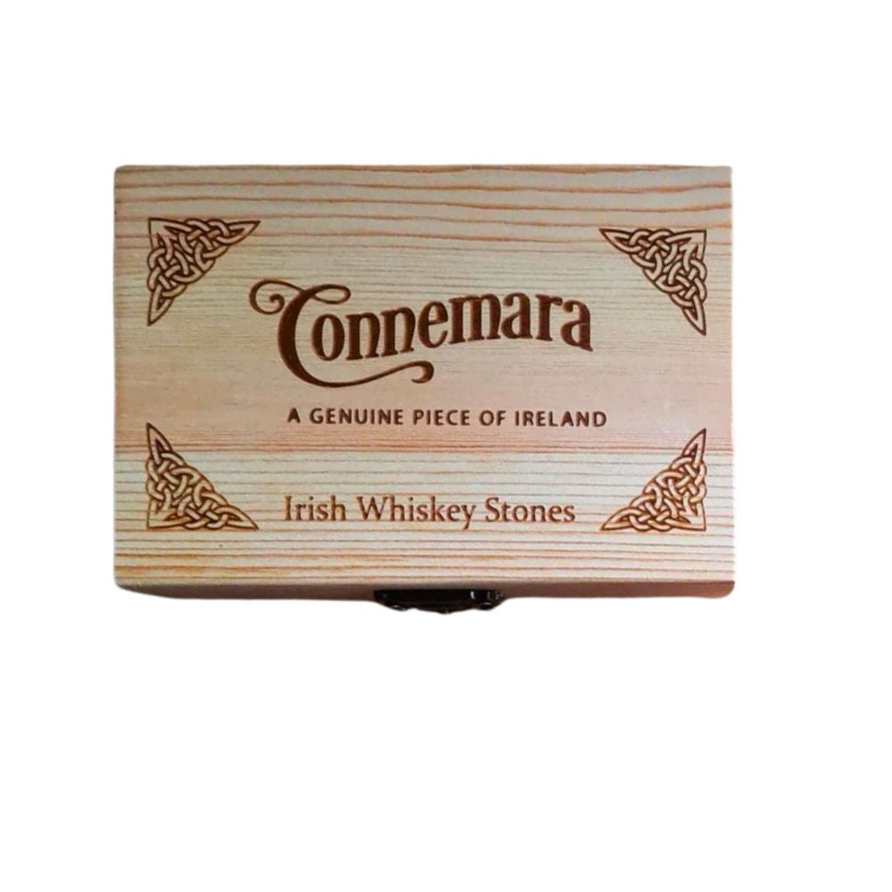 Connemara Marble Whiskey Stones in Handmade Wooden Gift Box