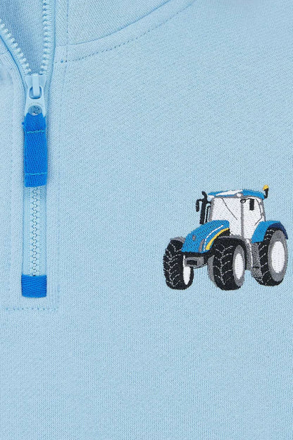 Jonah Blue Jersey Sweatshirt with Tractor motif for Boys