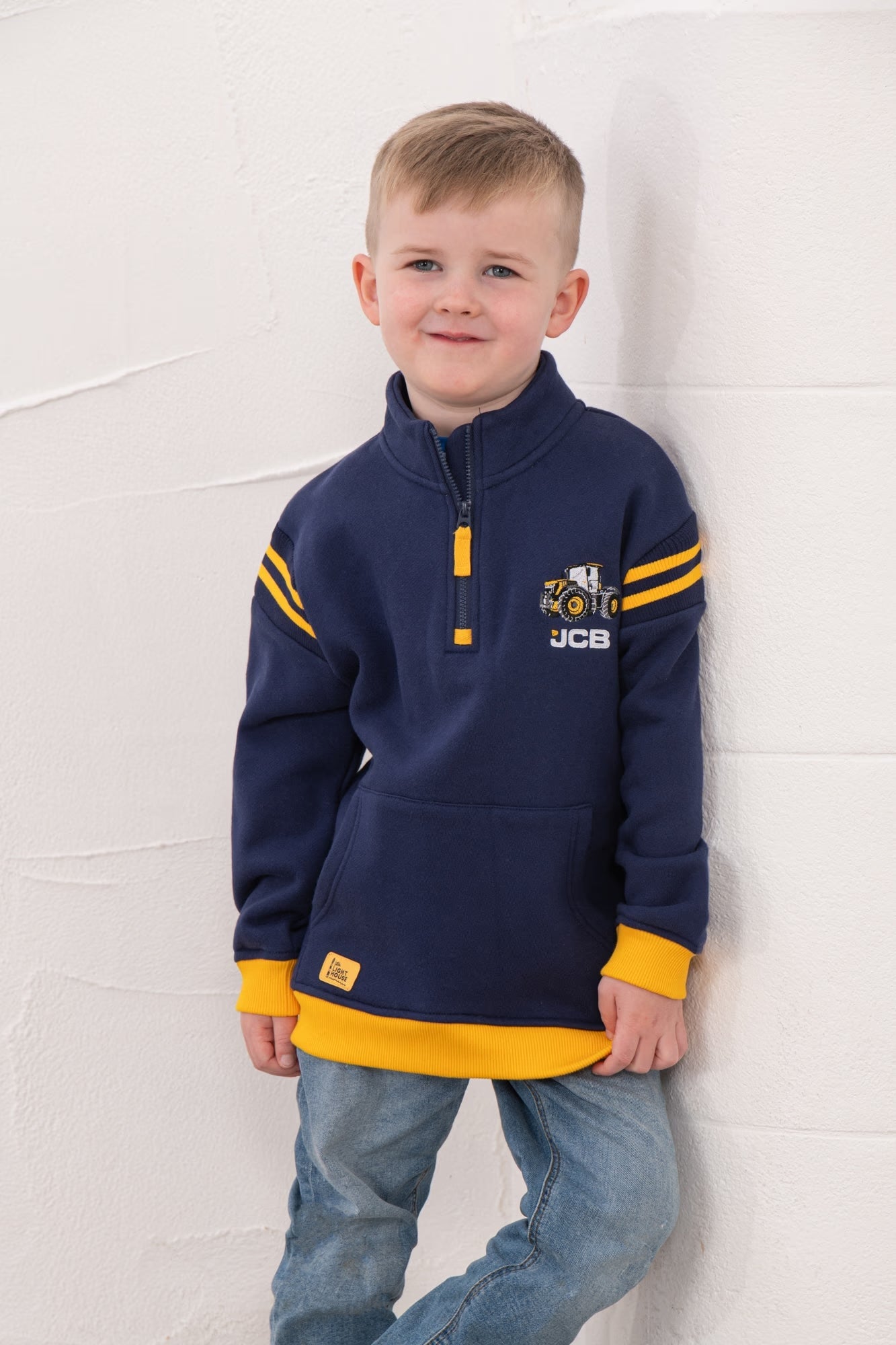 Jonah Navy Cotton Jersey Sweatshirt with JCB motif for Boys