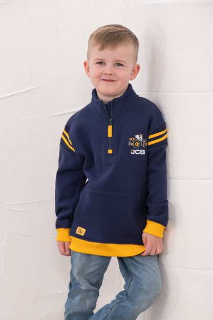 Jonah Navy Cotton Jersey Sweatshirt with JCB motif for Boys