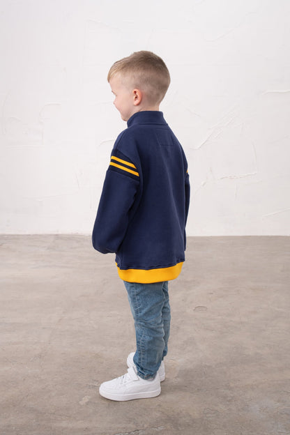 Jonah Navy Cotton Jersey Sweatshirt with JCB motif for Boys