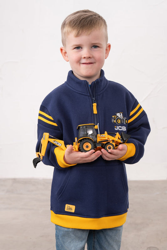 Jonah Navy Cotton Jersey Sweatshirt with JCB motif for Boys
