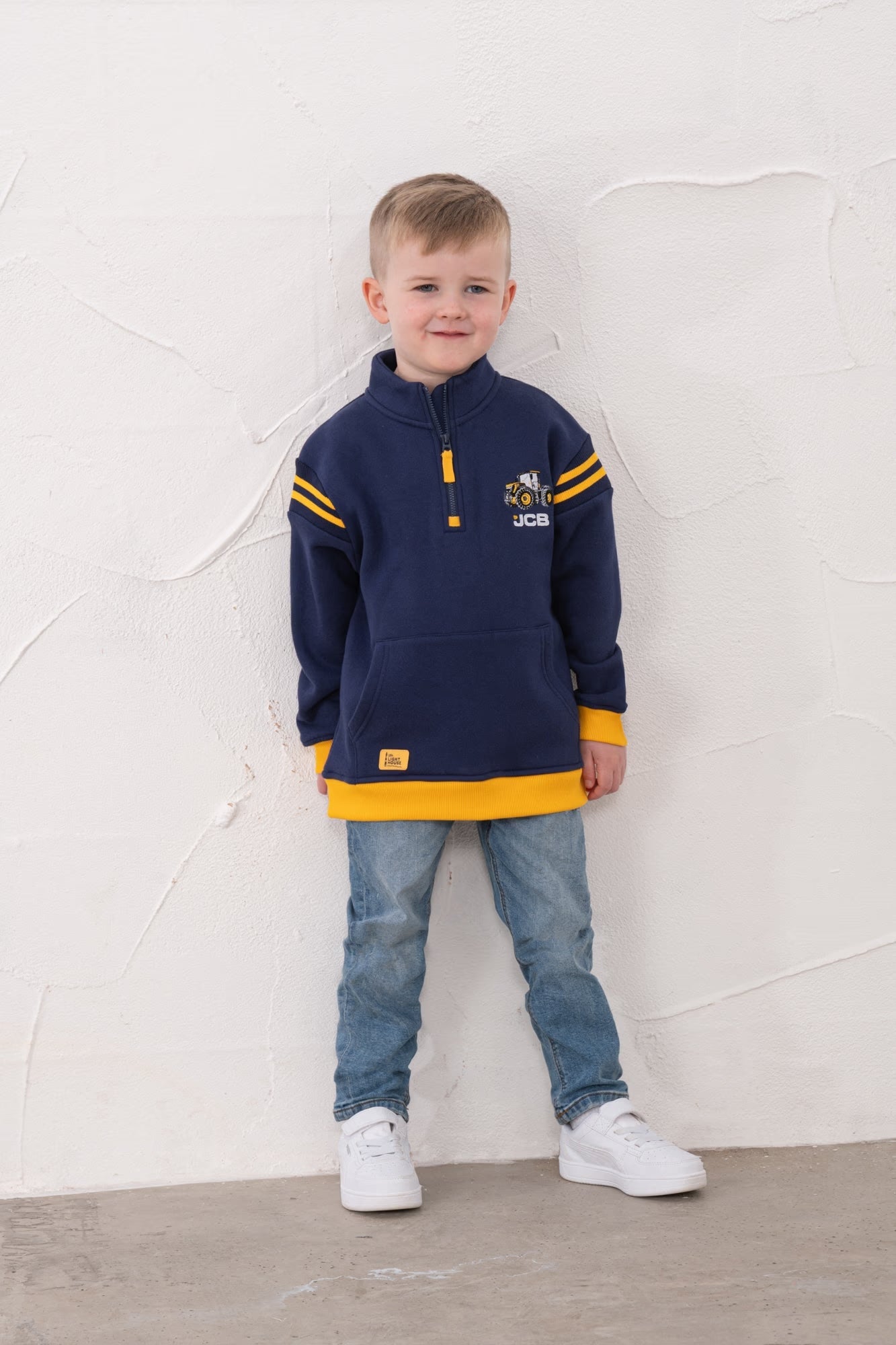 Jonah Navy Cotton Jersey Sweatshirt with JCB motif for Boys