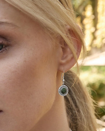 Connemara Marble Drop Down Circle Earrings by Solvar