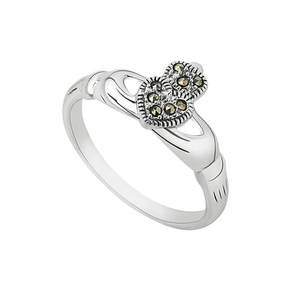 Silver Marcasite Women's Claddagh Ring