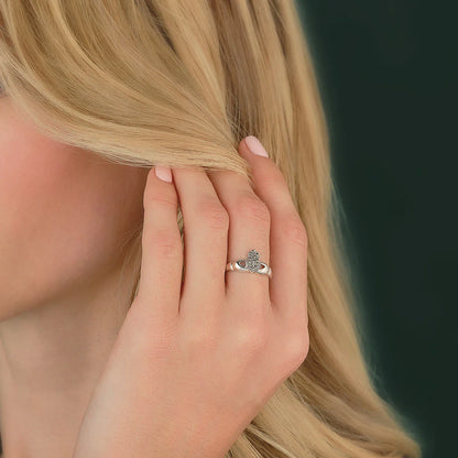 Silver Marcasite Women's Claddagh Ring