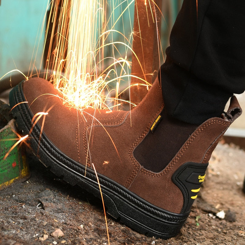 Buffalo Brown Slip on Safety Boot Me116