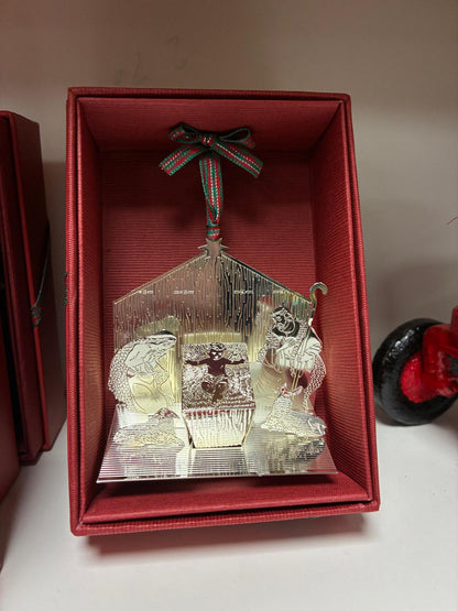 Tipperary Crystal Silver Nativity Scene Tree Decoration with Gift Box