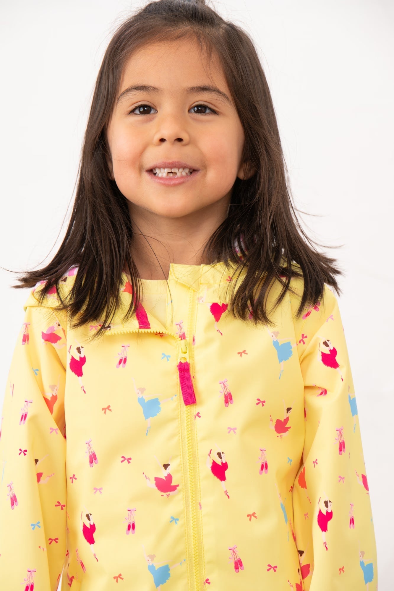 Olivia Girls Ballerina Bounce Yellow Rain Jacket with hood