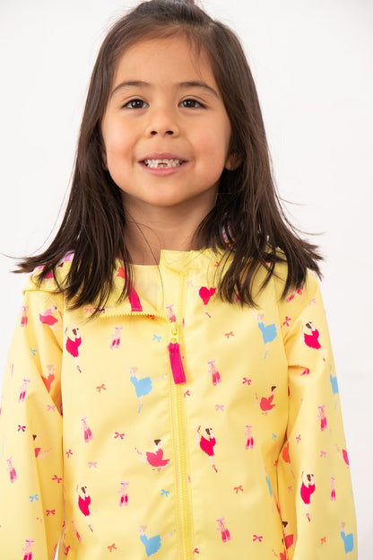 Olivia Girls Ballerina Bounce Yellow Rain Jacket with hood