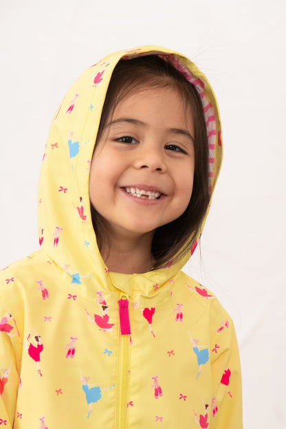 Olivia Girls Ballerina Bounce Yellow Rain Jacket with hood