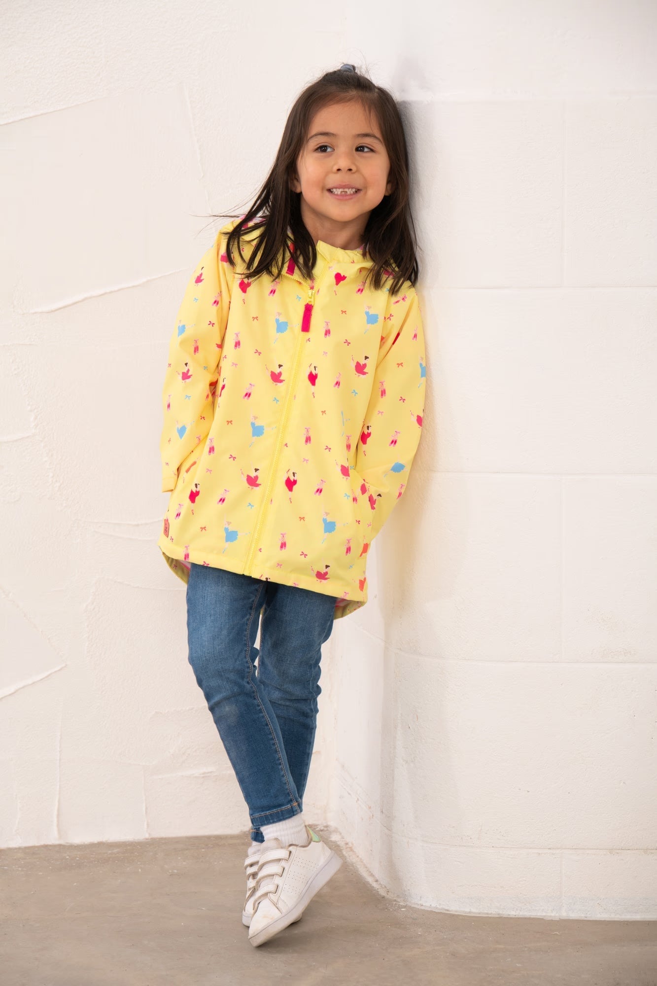 Olivia Girls Ballerina Bounce Yellow Rain Jacket with hood