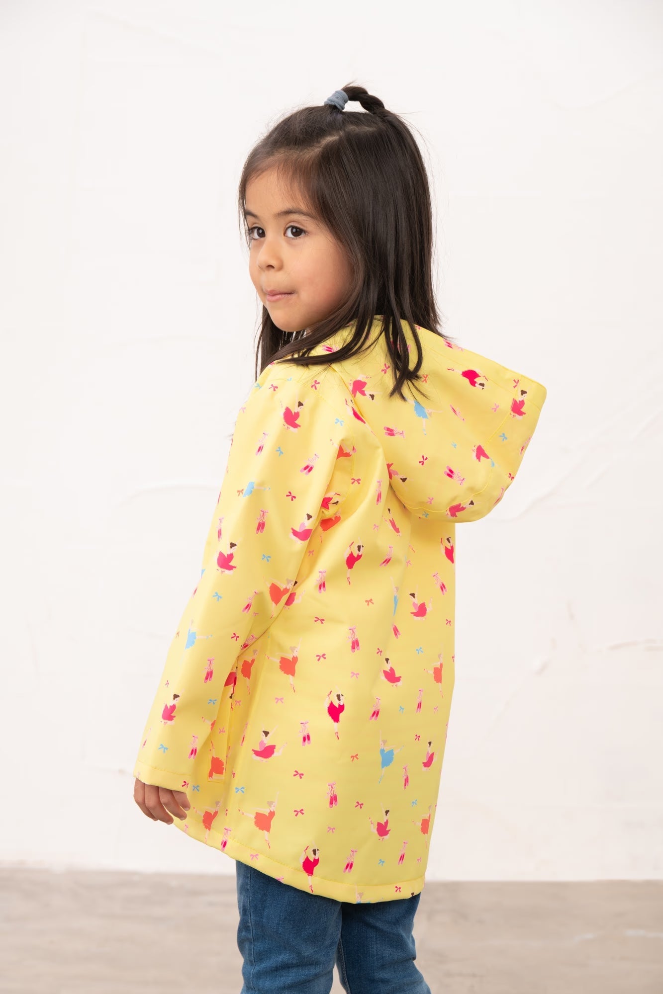 Olivia Girls Ballerina Bounce Yellow Rain Jacket with hood