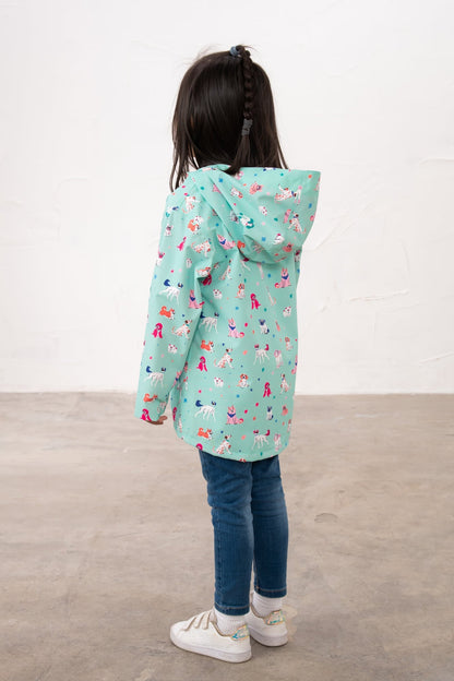 Olivia Waterproof Dog's Day Green Rain Jacket with hood