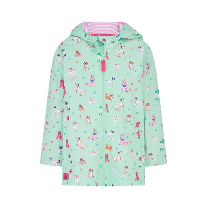Olivia Waterproof Dog's Day Green Rain Jacket with hood