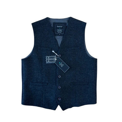 Emerald Isle Men's Tweed Herringbone Waistcoat Navy Blue