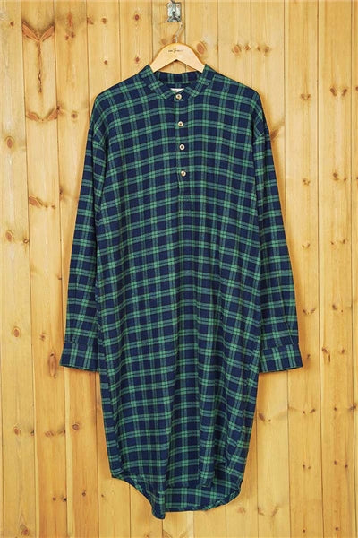 Men's Flannel Nightshirt Green Tartan Blackwatch