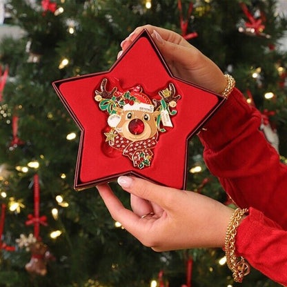 Tipperary Crystal Rudolf Reindeer Metal Tree Decoration In Star Gift Box