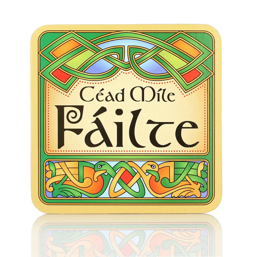 Celtic Wooden Drinks Coaster Céad Míle Fáilte