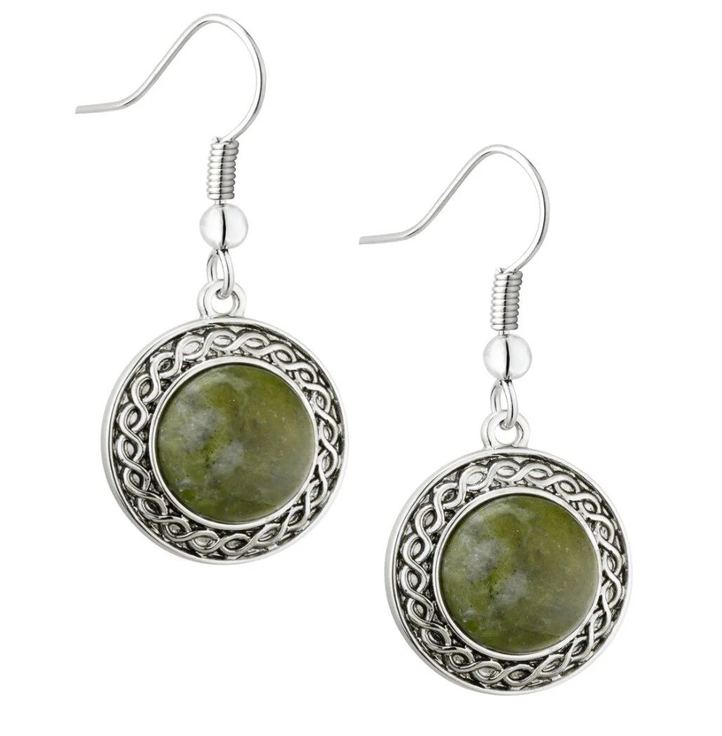 Connemara Marble Drop Down Circle Earrings by Solvar