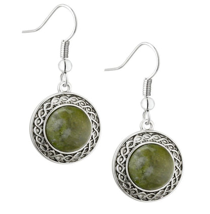 Connemara Marble Drop Down Circle Earrings by Solvar