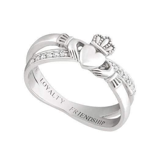 Silver Women's Claddagh Kiss Ring
